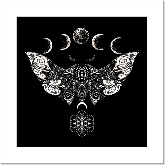 Luna moth and moon phases Wall Art by Lamink